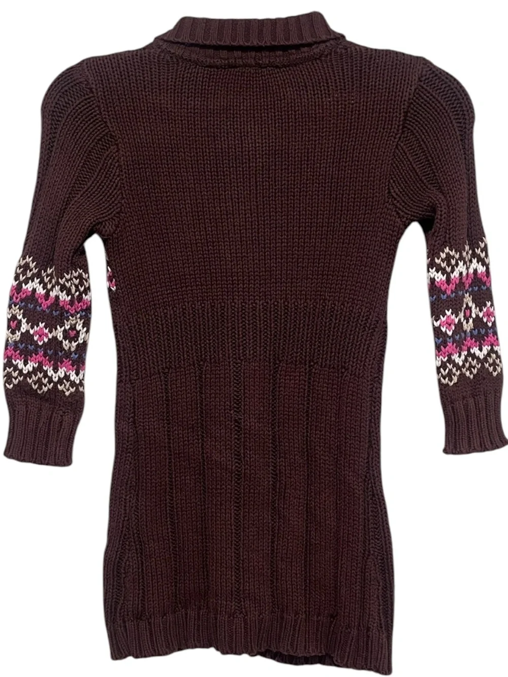 The Children’s Place Girls 5/6 Brown Fair Isle Long Cardigan Sweater